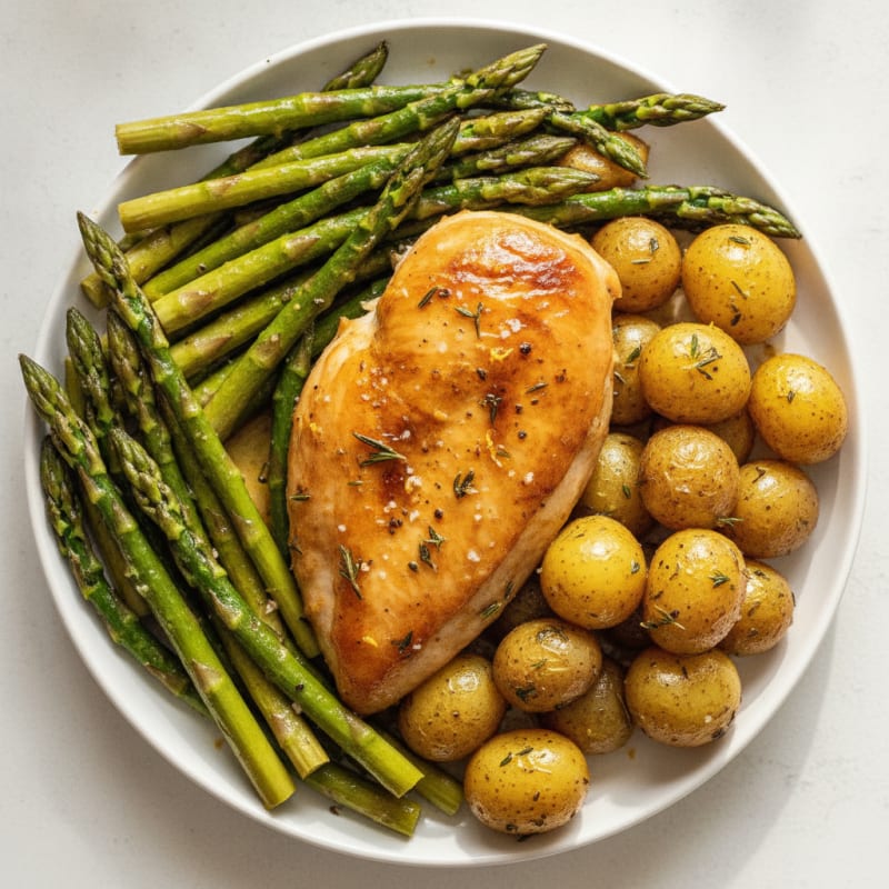 Lemon Herb Roasted Chicken with Asparagus