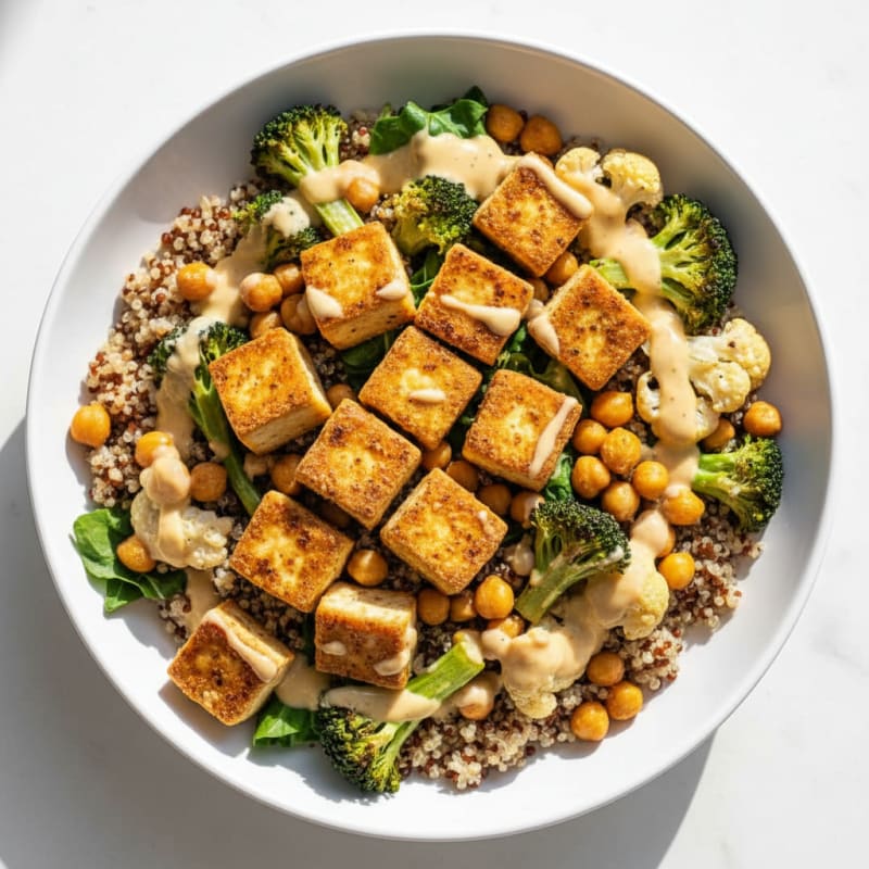 Roasted Vegetable Buddha Bowl with Tahini Dressing
