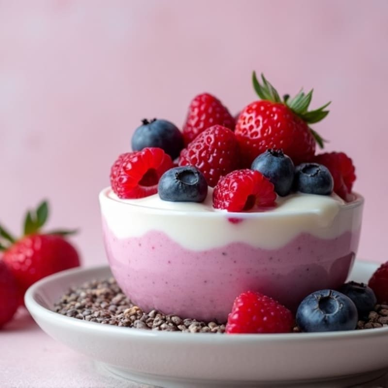 Silky Greek Yogurt Protein Pudding with Mixed Berries