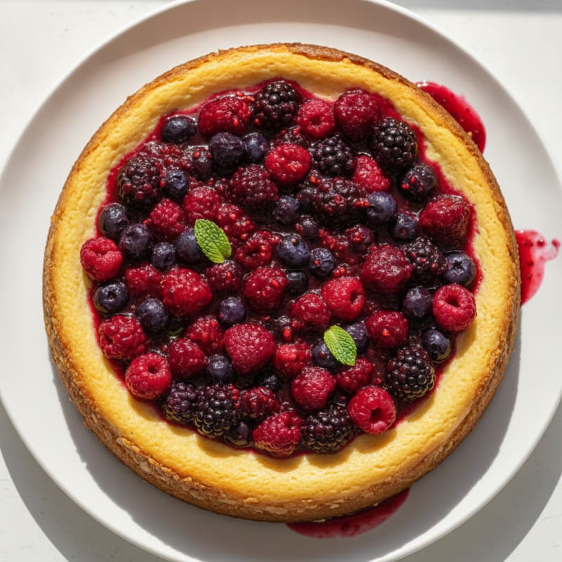 Greek Yogurt Protein Cheesecake with Mixed Berries