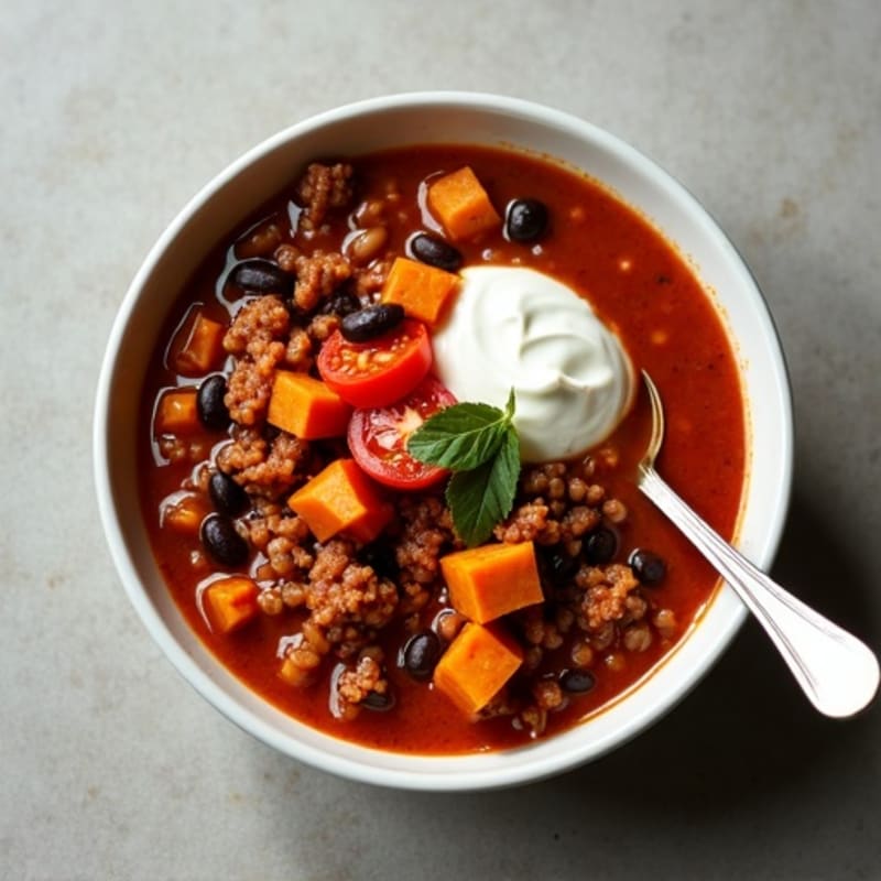 Smoky Black Bean Turkey Chili with Sweet Potatoes