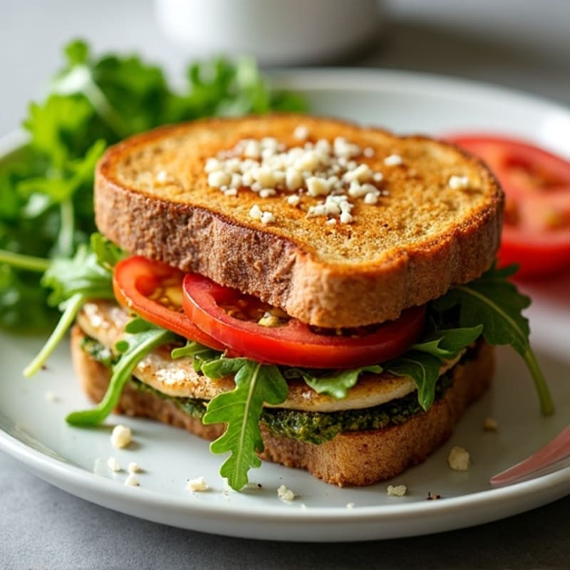 Grilled Pesto Chicken Sandwich with Fresh Greens