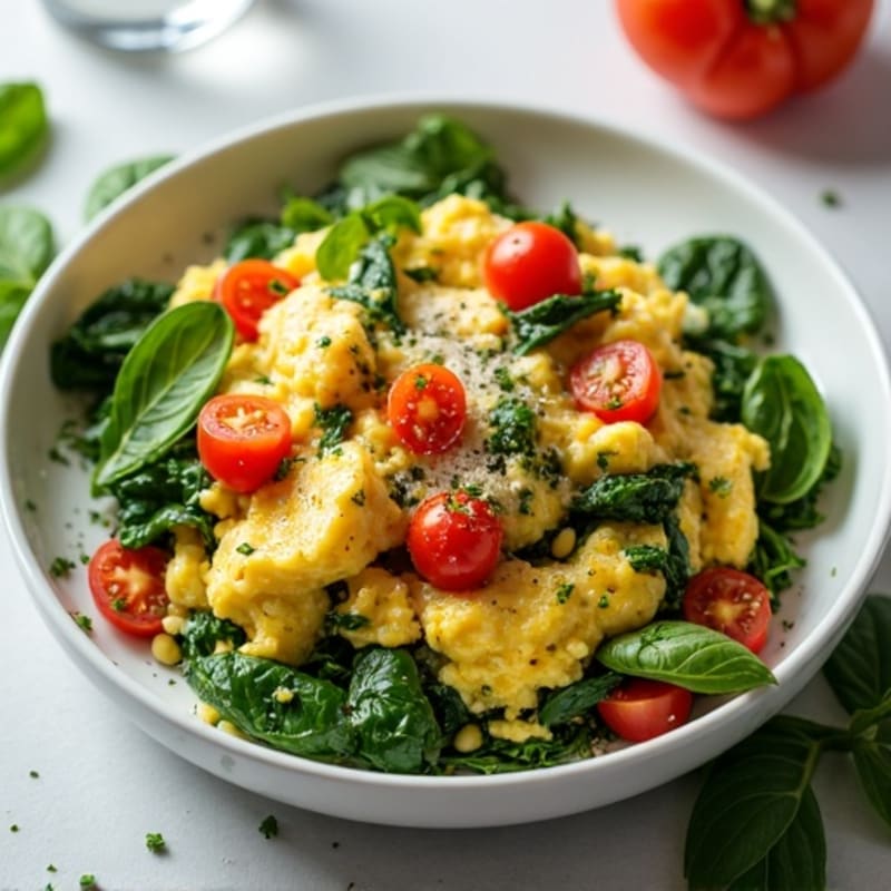 Fresh Herb Egg Scramble with Spinach and Tomato