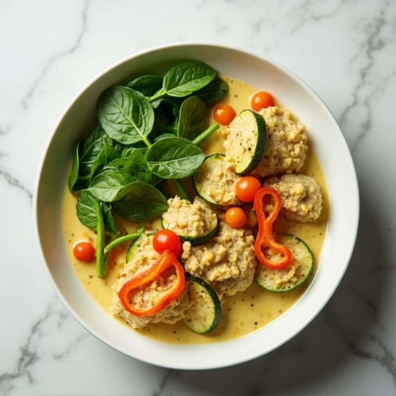 Creamy Green Curry Chicken with Crisp Vegetables