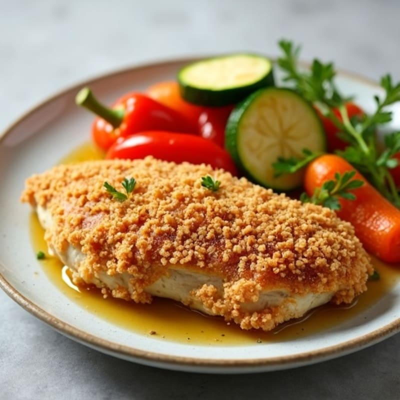 Crispy Baked Buttermilk Chicken with Roasted Vegetables