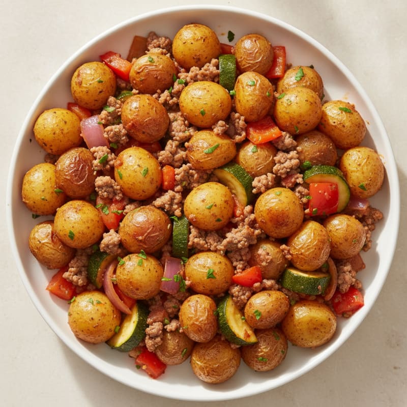 Savory Ground Beef and Crispy Potato Skillet