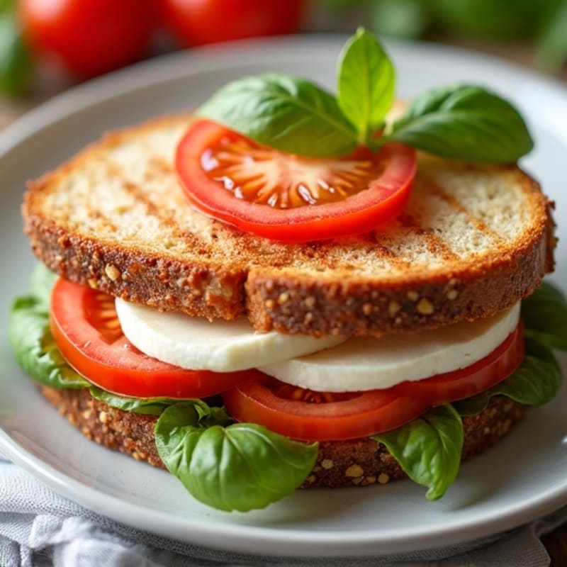 Crispy Grilled Whole Grain Sandwich with Fresh Mozzarella and Tomato