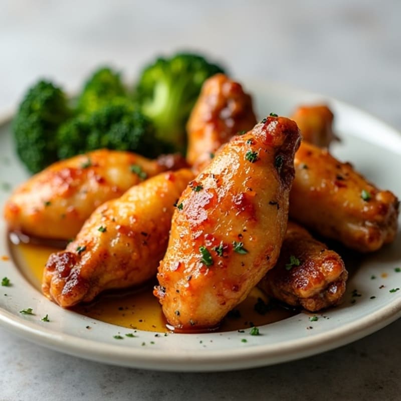 Crispy Baked Honey-Garlic Chicken Wings with Roasted Broccoli