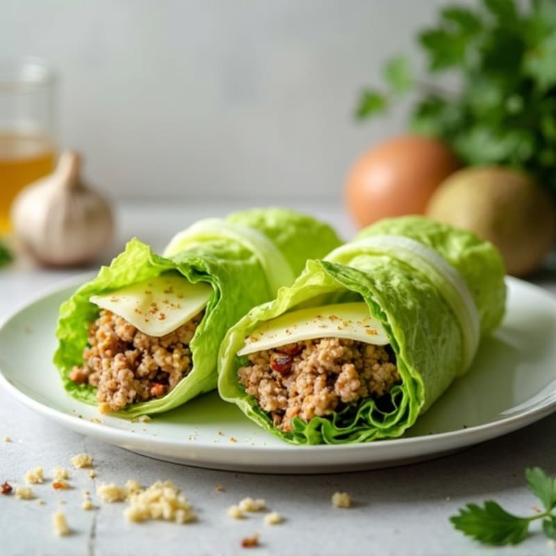 Lean Turkey and Provolone Lettuce Wraps with Zesty Herb Vinaigrette