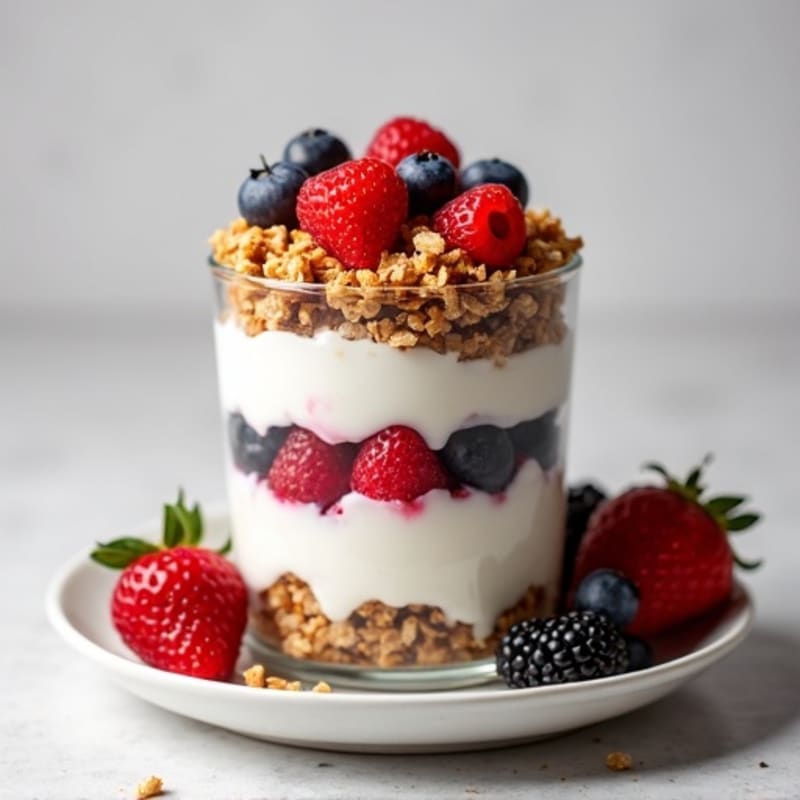Greek Yogurt Parfait with Mixed Berries and Protein Granola
