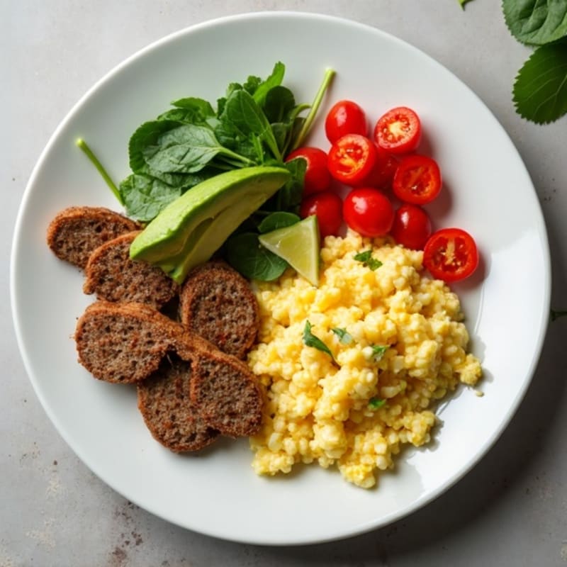 Egg White and Turkey Sausage Scramble with Spinach