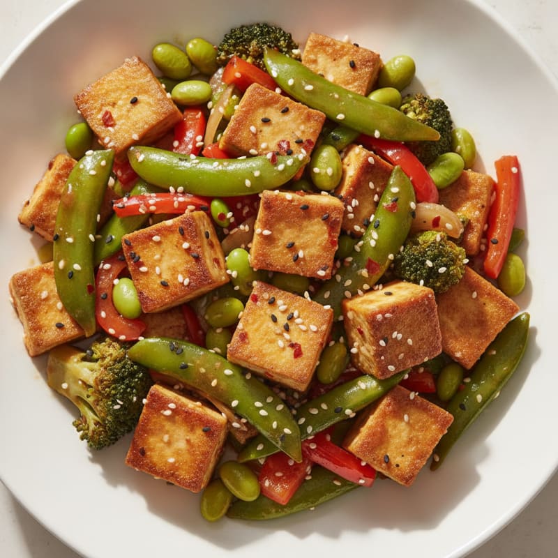 Sesame Tofu Stir-Fry with Mixed Vegetables