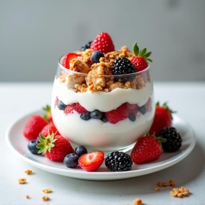 Greek Yogurt Protein Parfait with Chopped Chicken and Berries