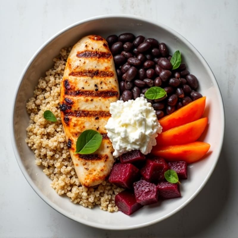 Grilled Chicken and Black Bean Power Bowl with Roasted Beets