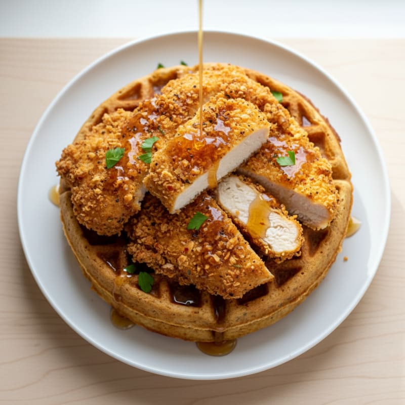 Crispy Golden Waffles with Fried Chicken