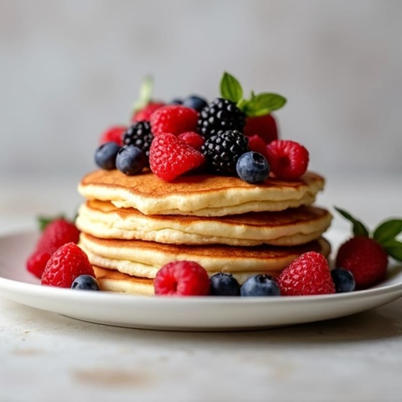 Fluffy Protein Pancakes with Fresh Berries