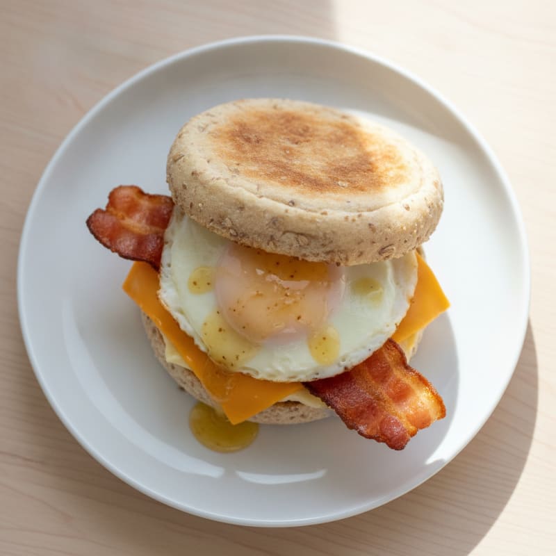 Crispy Turkey Bacon and Egg Breakfast Sandwich