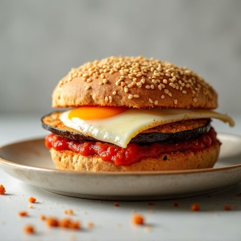 Crispy Baked Eggplant Parmesan Sandwich