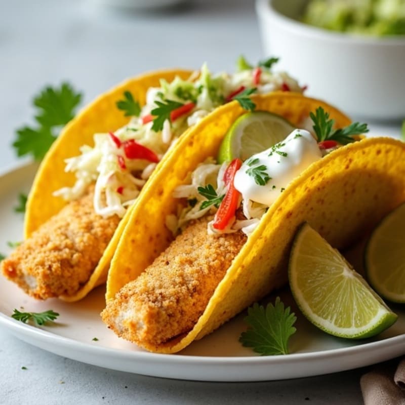 Crispy Baked Fish Tacos with Fresh Cabbage Slaw