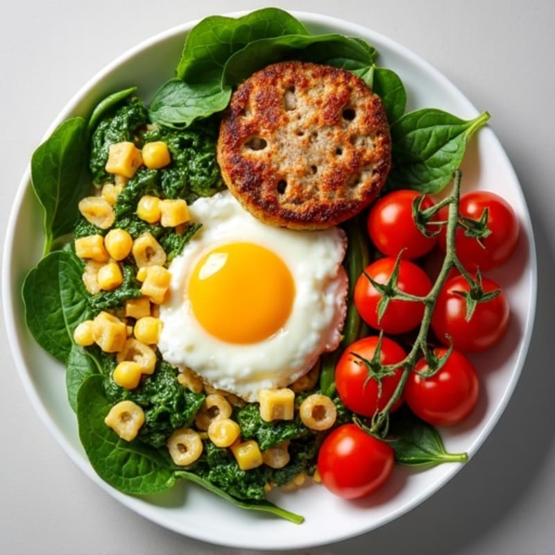 Egg White Spinach Scramble with Turkey Sausage