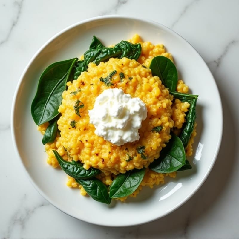 Egg White Spinach Scramble with Cottage Cheese