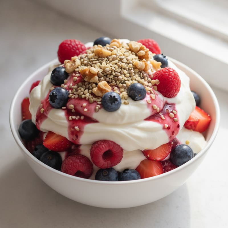 Silky Greek Yogurt Parfait with Whey Protein and Berries