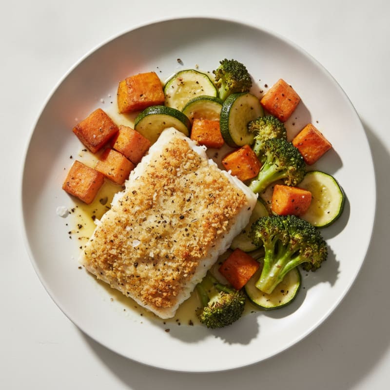 Lemon Herb Baked Cod with Roasted Vegetables