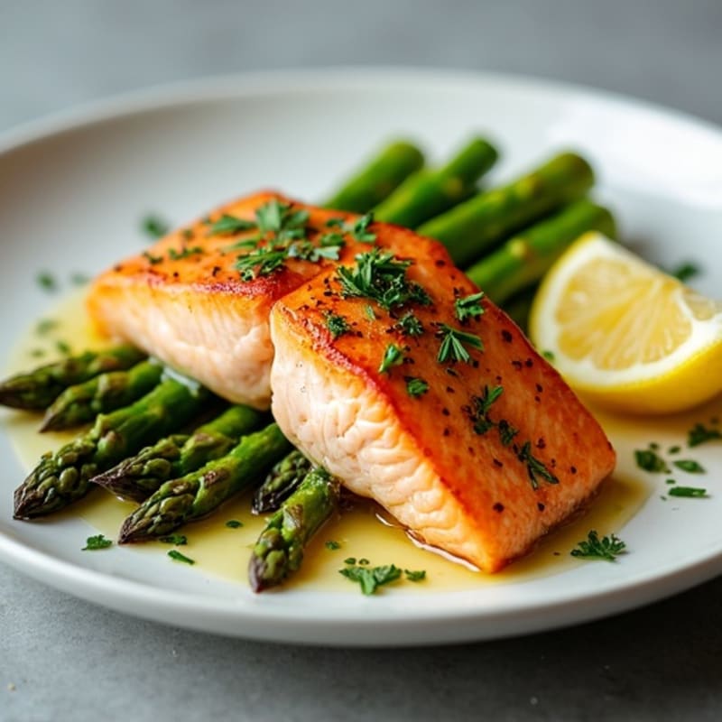Lemon-Herb Pan-Seared Salmon with Roasted Asparagus