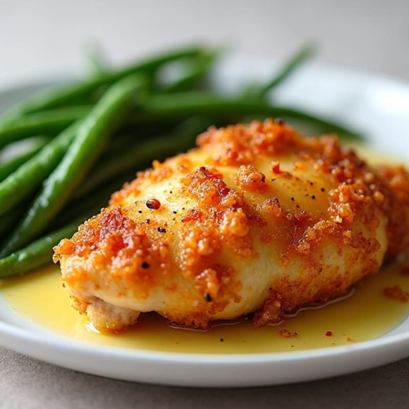 Crispy Buttermilk Baked Chicken with Roasted Green Beans