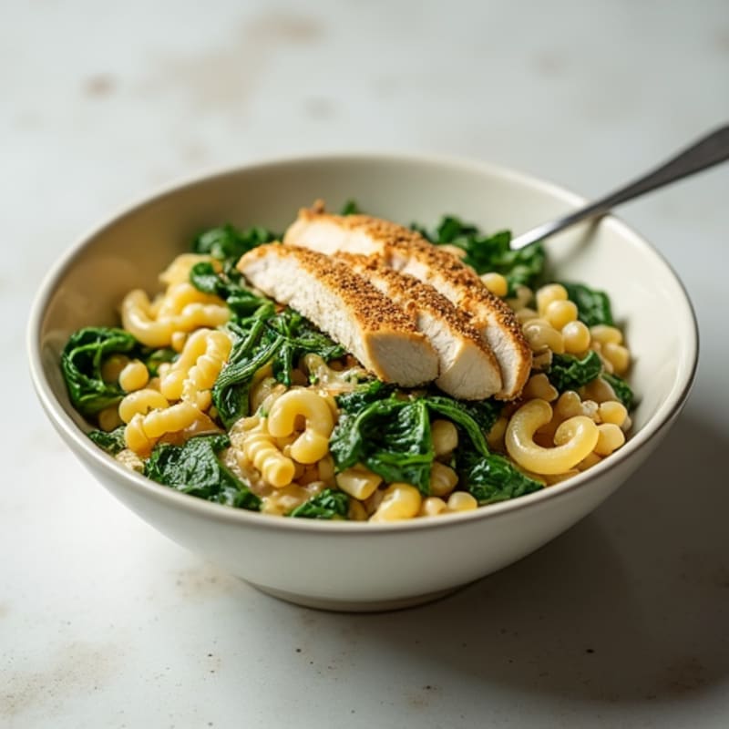 Creamy Spinach Chicken Pasta Bowl