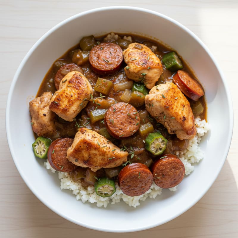 Smoky Creole Chicken and Sausage Gumbo