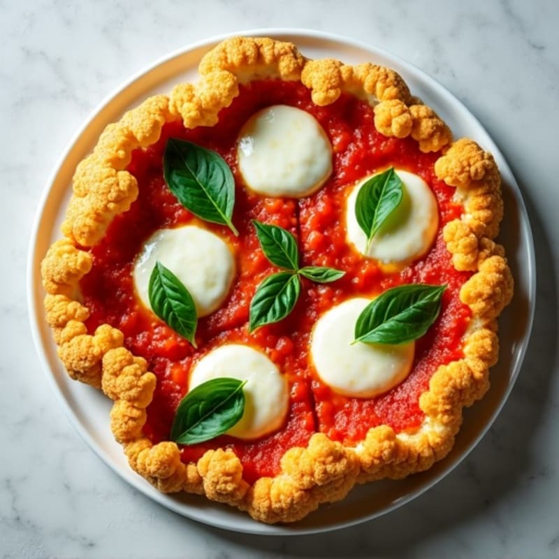 Cauliflower Crust Margherita Pizza with Fresh Basil