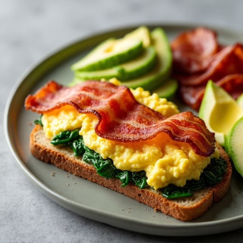 Crispy Turkey Bacon and Egg White Scramble with Spinach