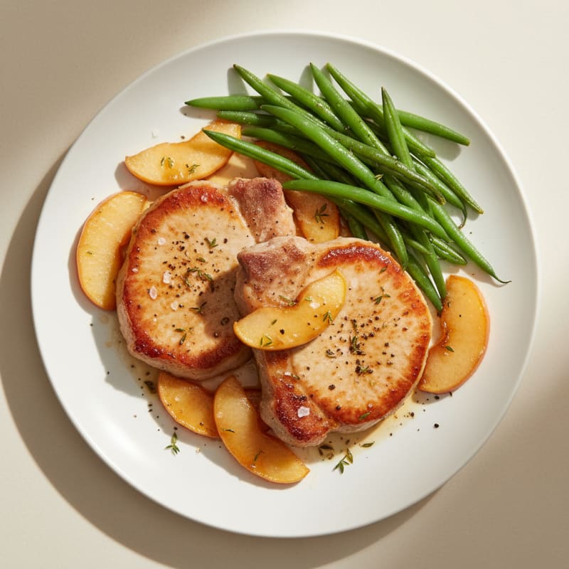 Golden Pan-Seared Pork Chops with Apples