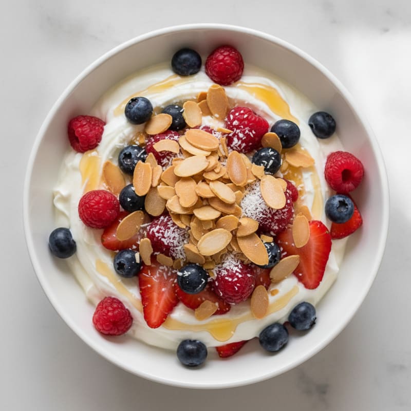 Creamy Greek Yogurt Parfait with Mixed Berries and Almonds