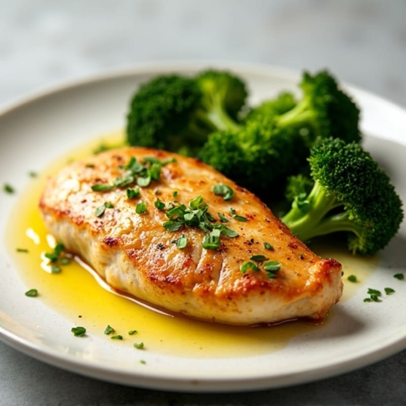 Lemon-Garlic Pan-Seared Chicken with Roasted Broccoli
