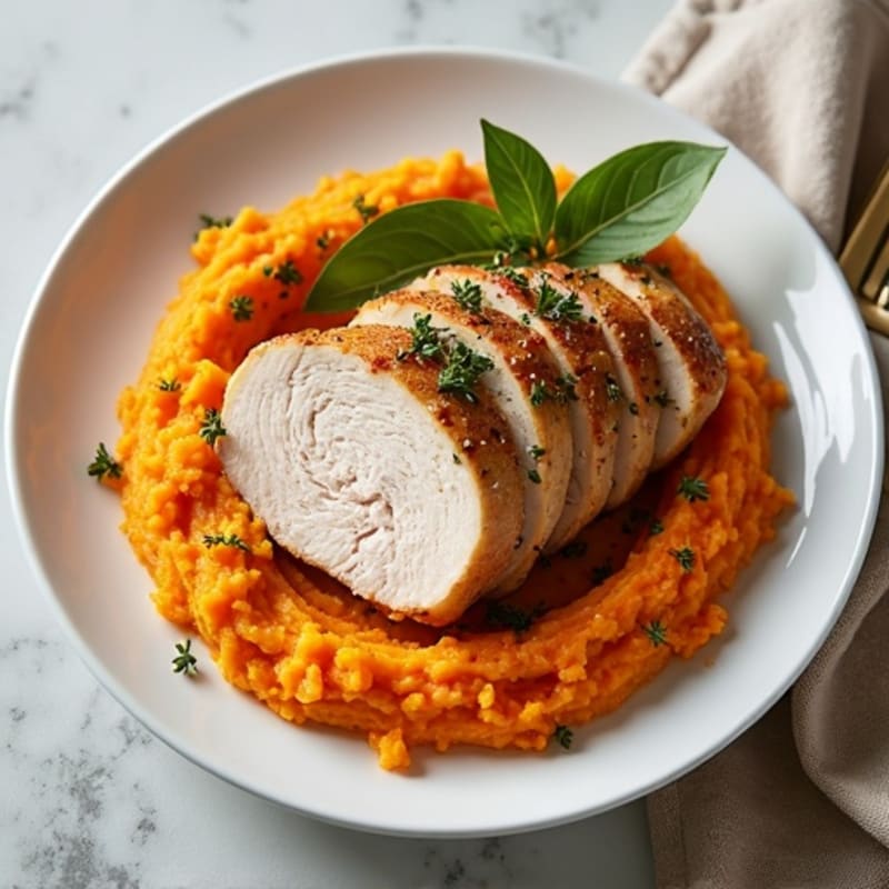 Herb-Roasted Turkey Breast with Sweet Potato Mash