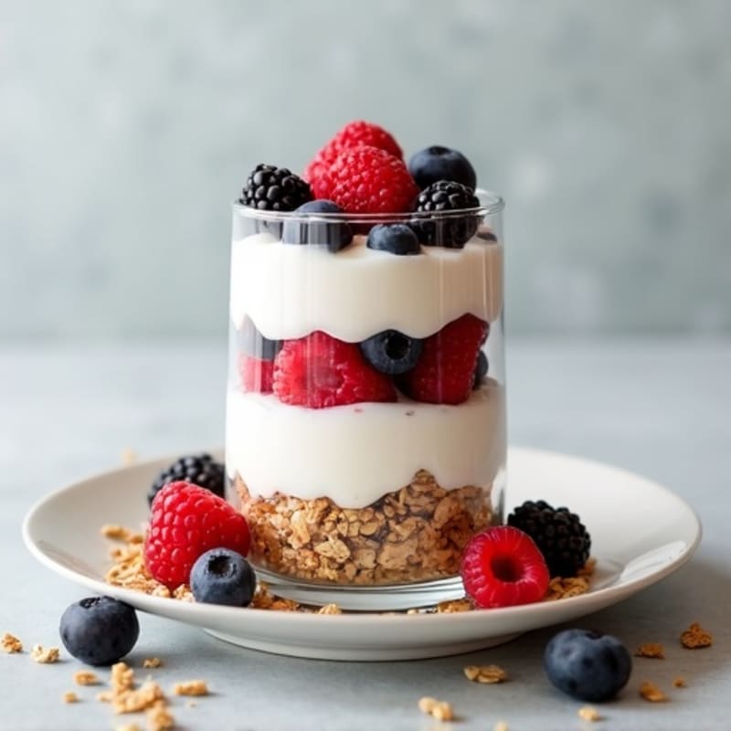 Greek Yogurt Protein Parfait with Mixed Berries