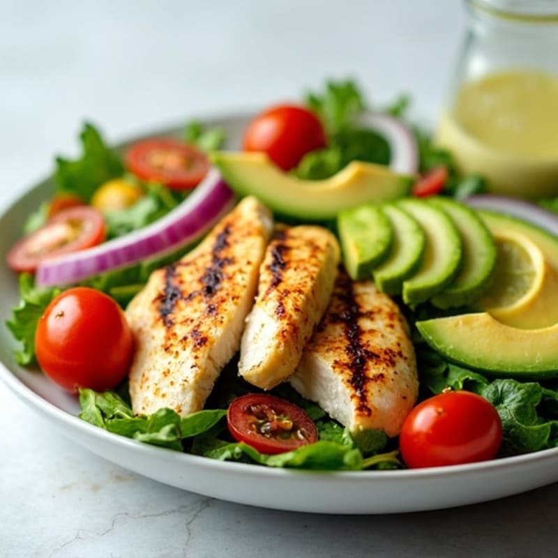 Grilled Chicken and Crisp Avocado Salad with Zesty Lime Dressing