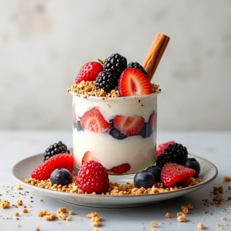Creamy Greek Yogurt Protein Parfait with Cinnamon-Spiced Berries