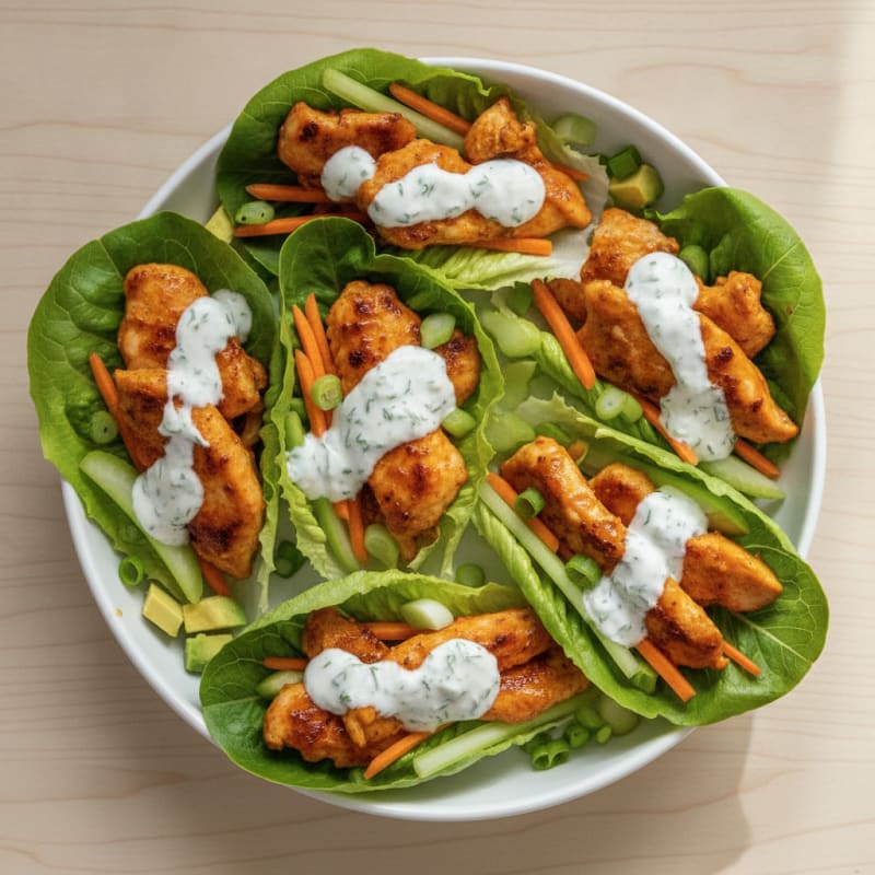 Buffalo Ranch Chicken Lettuce Wraps