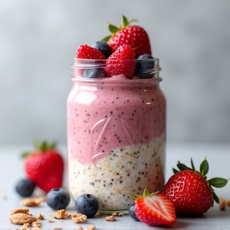 Creamy Berry Protein Overnight Oats