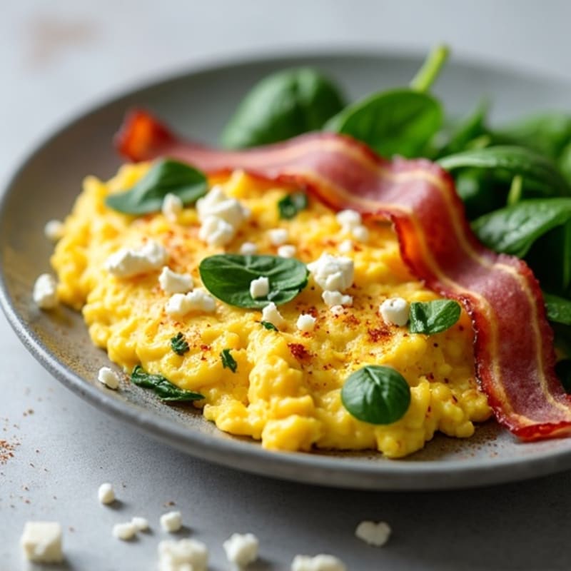 Scrambled Egg Whites with Spinach and Turkey Bacon