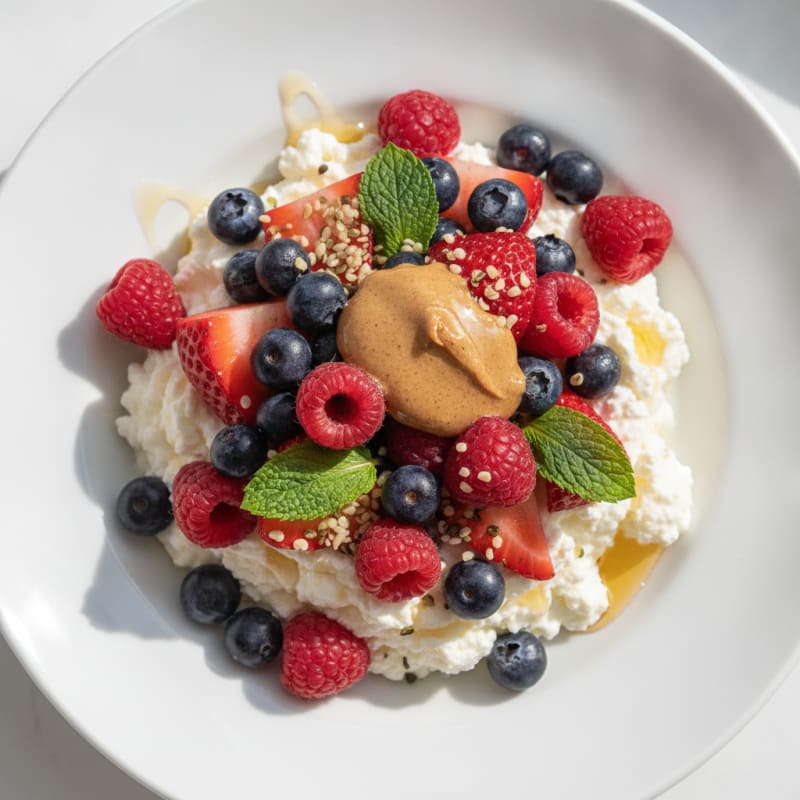 Silky Cottage Cheese and Berry Protein Bowl with Hemp Seeds