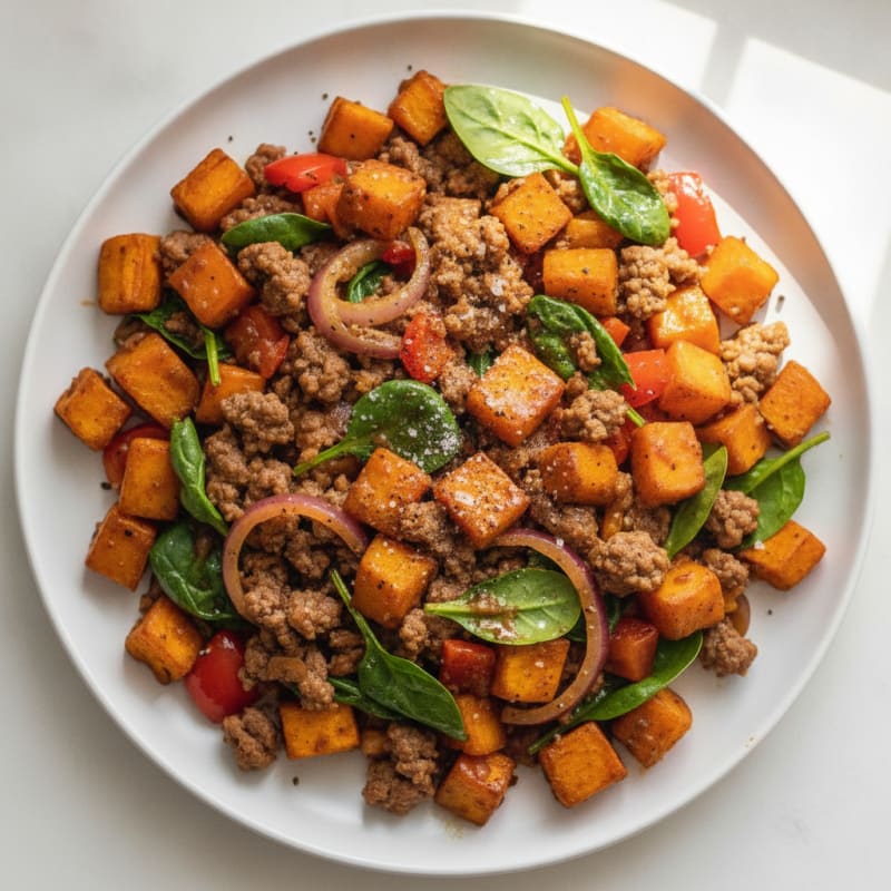 Sweet Potato and Ground Beef Skillet