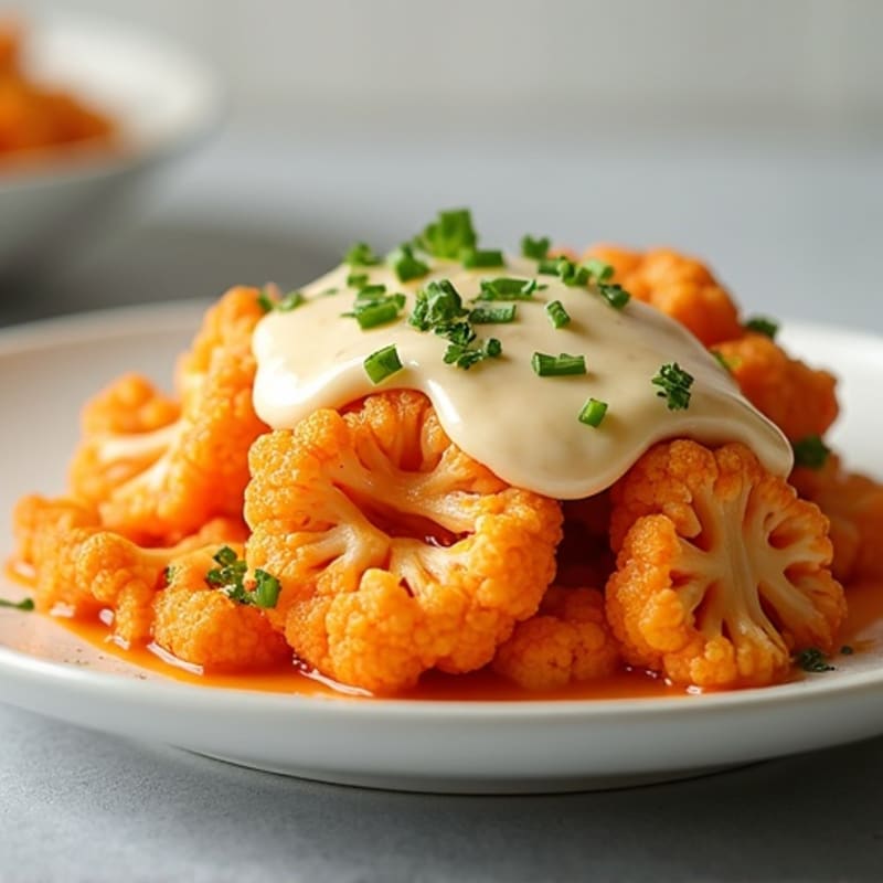 Creamy Buffalo Chicken and Cauliflower Bake