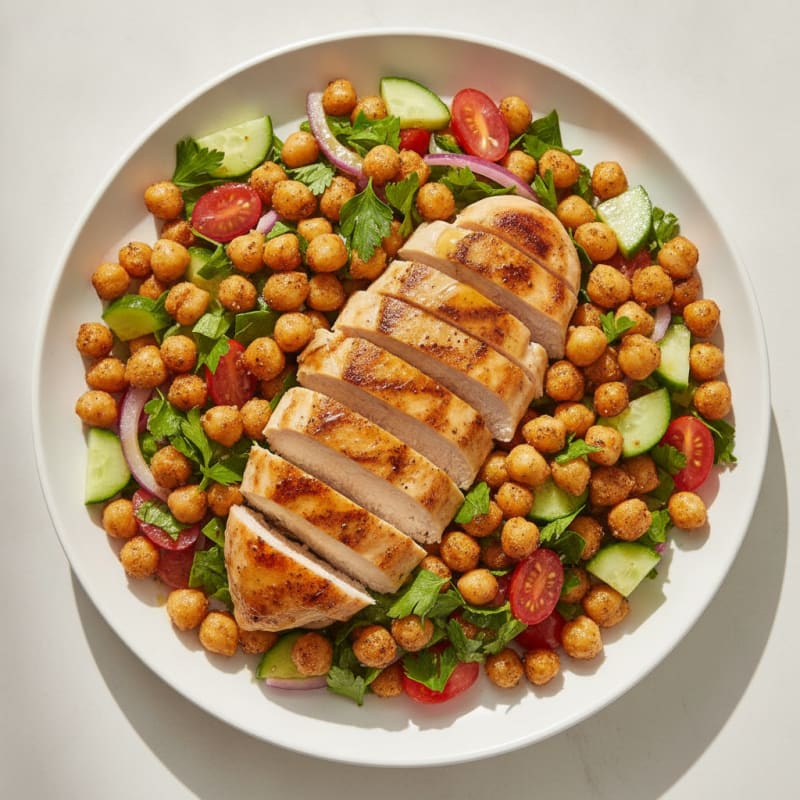 Grilled Chicken Breast with Crunchy Chickpea Salad