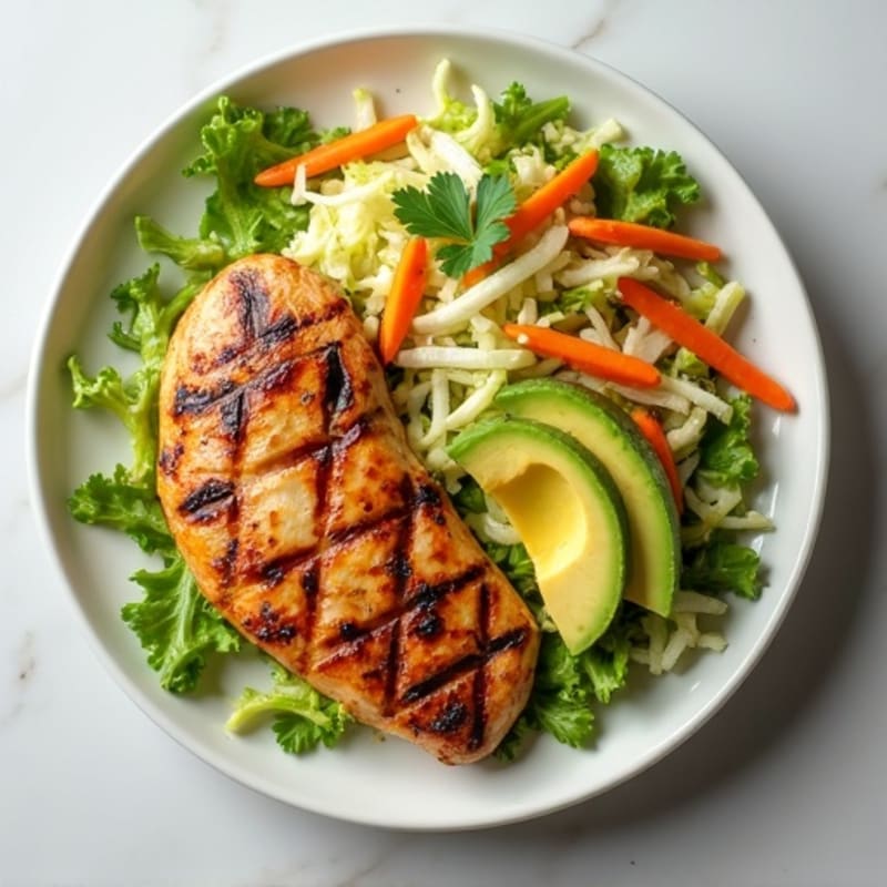Grilled Chicken Breast with Crunchy Cabbage Slaw