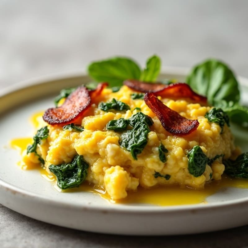 Cottage Cheese Scramble with Spinach and Turkey Bacon