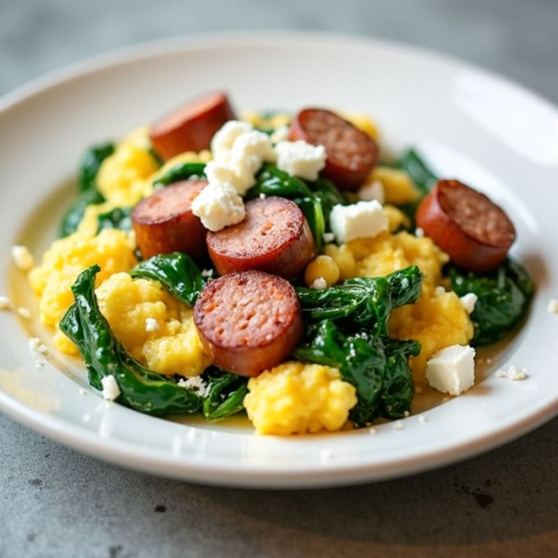 Egg White Scramble with Spinach and Turkey Sausage